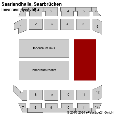 Saalplan Saarlandhalle, Saarbrücken, Deutschland, Innenraum bestuhlt 2