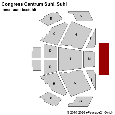 Saalplan Congress Centrum Suhl, Suhl, Deutschland, Innenraum bestuhlt