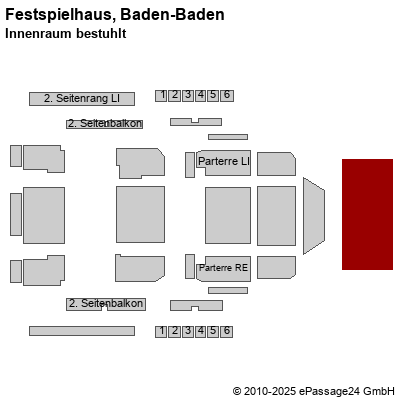 Saalplan Festspielhaus, Baden-Baden, Deutschland, Innenraum bestuhlt