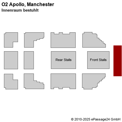 Saalplan O2 Apollo, Manchester, Großbritannien, Innenraum bestuhlt