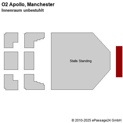 Saalplan O2 Apollo, Manchester, Großbritannien, Innenraum unbestuhlt