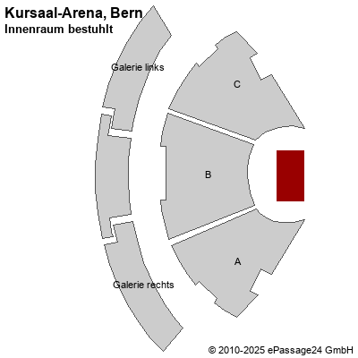 Saalplan Kursaal-Arena, Bern, Schweiz, Innenraum bestuhlt