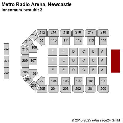 Saalplan Metro Radio Arena, Newcastle, Großbritannien, Innenraum bestuhlt 2