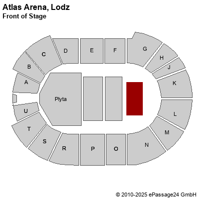 Saalplan Atlas Arena, Lodz, Polen, Front of Stage