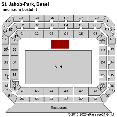 Saalplan St. Jakob-Park, Basel, Schweiz, Innenraum bestuhlt