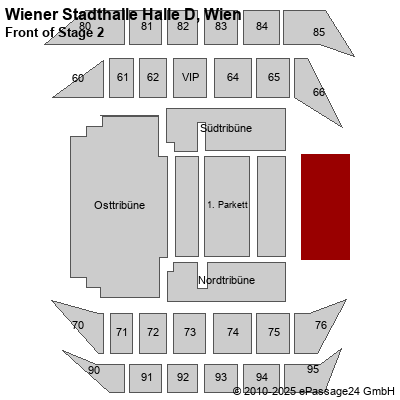 Saalplan Wiener Stadthalle Halle D, Wien, Österreich, Front of Stage 2