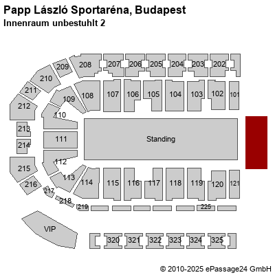 Saalplan Papp László Sportaréna, Budapest, Ungarn, Innenraum unbestuhlt 2
