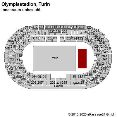 Saalplan Olympiastadion, Turin, Italien, Innenraum unbestuhlt