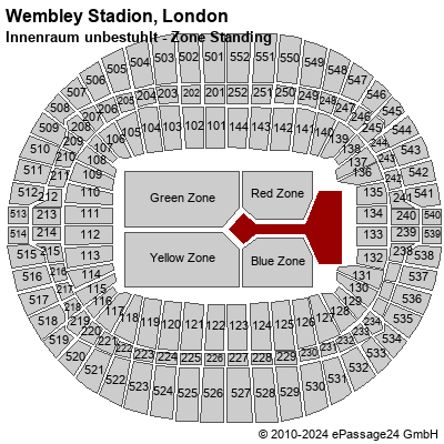 Saalplan Wembley Stadion, London, Großbritannien, Innenraum unbestuhlt - Zone Standing