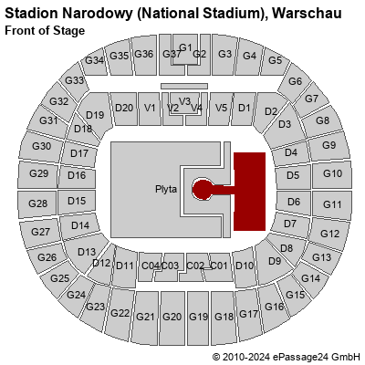 Saalplan Stadion Narodowy (National Stadium), Warschau, Polen, Front of Stage