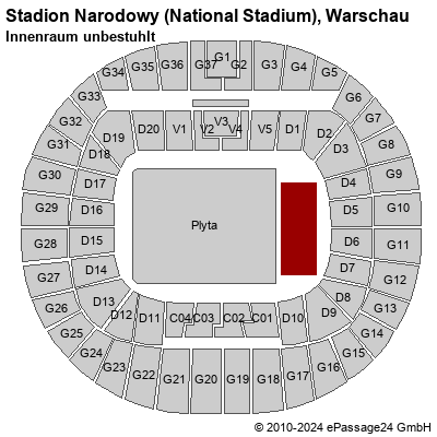 Saalplan Stadion Narodowy (National Stadium), Warschau, Polen, Innenraum unbestuhlt