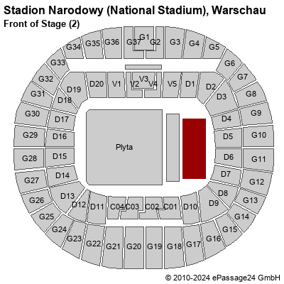 Saalplan Stadion Narodowy (National Stadium), Warschau, Polen, Front of Stage (2)