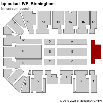 Saalplan bp pulse LIVE, Birmingham, Großbritannien, Innenraum bestuhlt