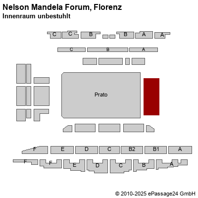 Saalplan Nelson Mandela Forum, Florenz, Italien, Innenraum unbestuhlt