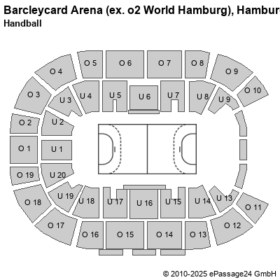 Saalplan Barcleycard Arena (ex. o2 World Hamburg), Hamburg, Deutschland, Handball