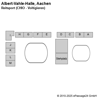 Saalplan Albert-Vahle-Halle, Aachen, Deutschland, Reitsport (CHIO - Voltigieren)