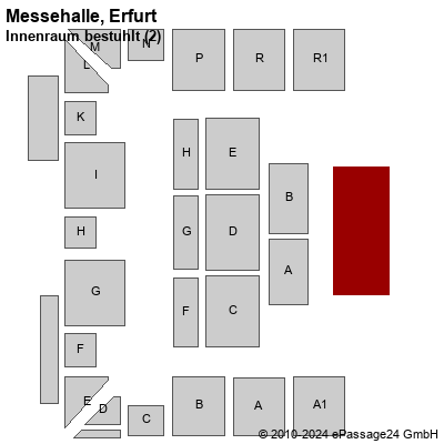 Saalplan Messehalle, Erfurt, Deutschland, Innenraum bestuhlt (2)