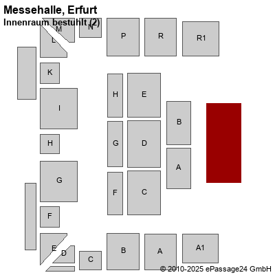 Saalplan Messehalle, Erfurt, Deutschland, Innenraum bestuhlt (2)