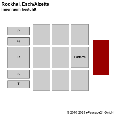 Saalplan Rockhal, Esch/Alzette, Luxembourg, Innenraum bestuhlt