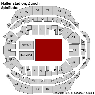 Saalplan Hallenstadion, Zürich, Schweiz, Spielfläche