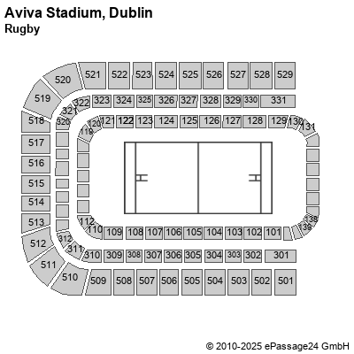 Saalplan Aviva Stadium, Dublin, Irland, Rugby