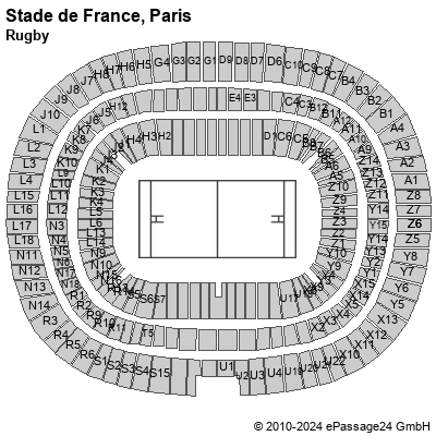Saalplan Stade de France, Paris, Frankreich, Rugby
