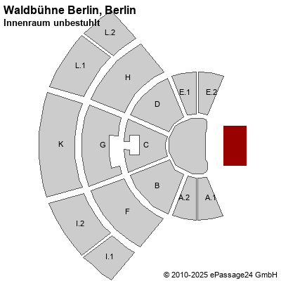 Saalplan Waldbühne Berlin, Berlin, Deutschland, Innenraum unbestuhlt