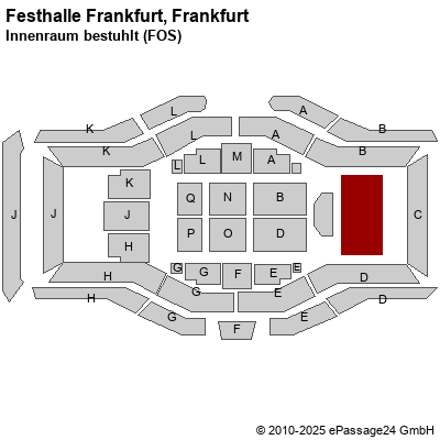 Saalplan Festhalle Frankfurt, Frankfurt, Deutschland, Innenraum bestuhlt (FOS)