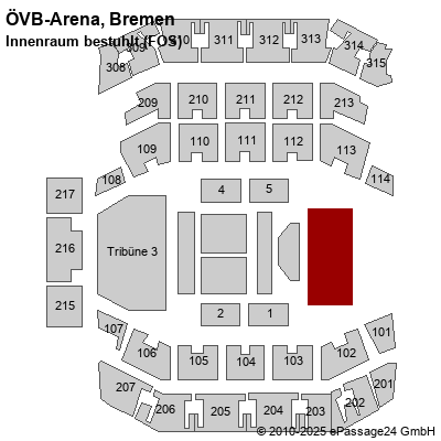 Saalplan ÖVB-Arena, Bremen, Deutschland, Innenraum bestuhlt (FOS)