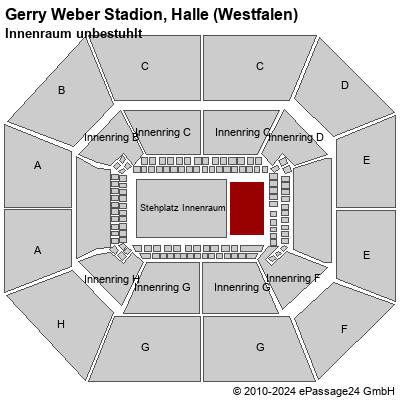 Saalplan Gerry Weber Stadion, Halle (Westfalen), Deutschland, Innenraum unbestuhlt