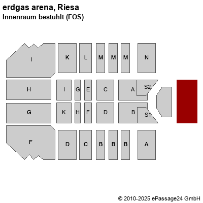 Saalplan erdgas arena, Riesa, Deutschland, Innenraum bestuhlt (FOS)