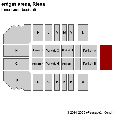 Saalplan erdgas arena, Riesa, Deutschland, Innenraum bestuhlt