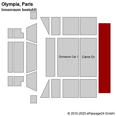Saalplan Olympia, Paris, Frankreich, Innenraum bestuhlt