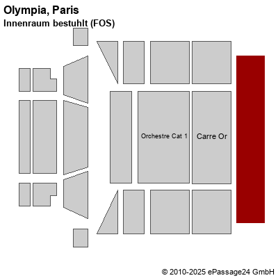 Saalplan Olympia, Paris, Frankreich, Innenraum bestuhlt (FOS)