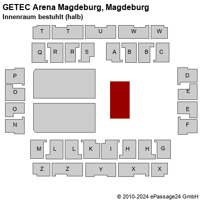 Saalplan GETEC Arena Magdeburg, Magdeburg, Deutschland, Innenraum bestuhlt (halb)
