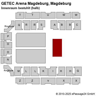 Saalplan GETEC Arena Magdeburg, Magdeburg, Deutschland, Innenraum bestuhlt (halb)