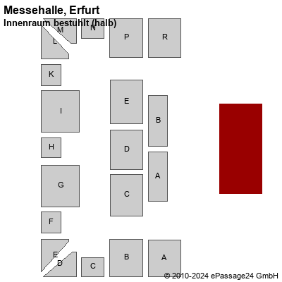 Saalplan Messehalle, Erfurt, Deutschland, Innenraum bestuhlt (halb)