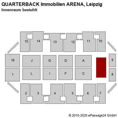 Saalplan Arena Leipzig, Leipzig, Deutschland, Innenraum bestuhlt