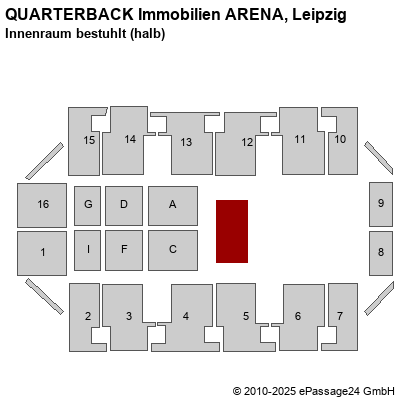 Saalplan Arena Leipzig, Leipzig, Deutschland, Innenraum bestuhlt (halb)