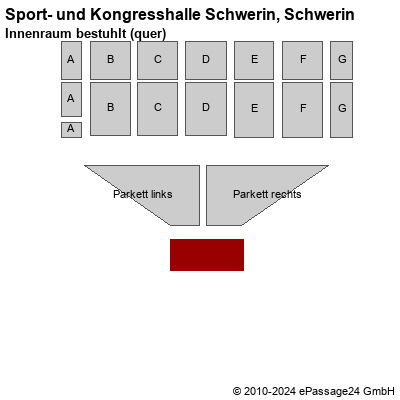 Saalplan Sport- und Kongresshalle Schwerin, Schwerin, Deutschland, Innenraum bestuhlt (quer)