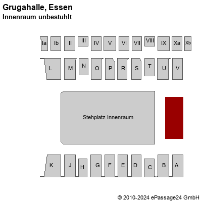 Saalplan Grugahalle, Essen, Deutschland, Innenraum unbestuhlt