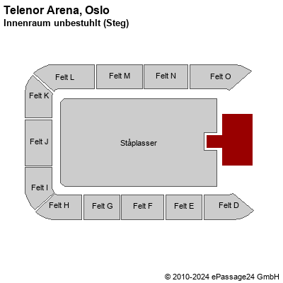 Saalplan Telenor Arena, Oslo, Norwegen, Innenraum unbestuhlt (Steg)