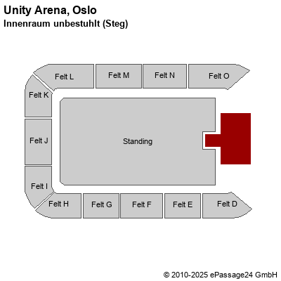 Saalplan Unity Arena, Oslo, Norwegen, Innenraum unbestuhlt (Steg)
