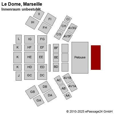 Saalplan Le Dome, Marseille, Frankreich, Innenraum unbestuhlt
