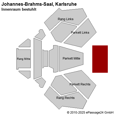 Saalplan Johannes-Brahms-Saal, Karlsruhe, Deutschland, Innenraum bestuhlt