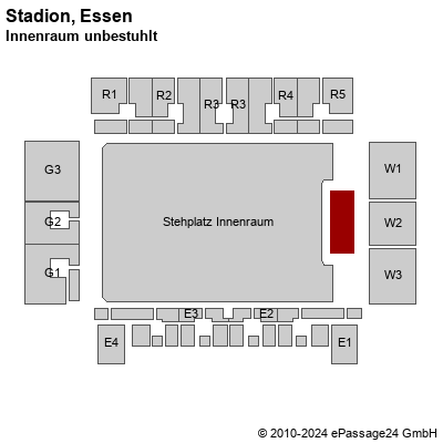 Saalplan Stadion, Essen, Deutschland, Innenraum unbestuhlt