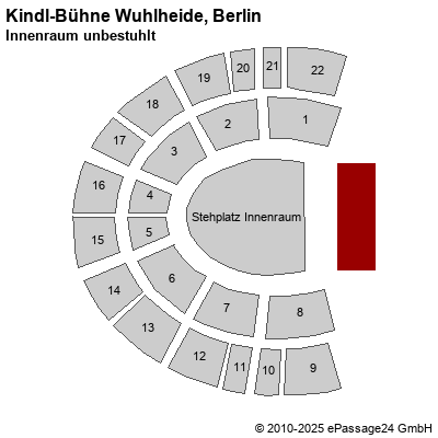 Saalplan Kindl-Bühne Wuhlheide, Berlin, Deutschland, Innenraum unbestuhlt