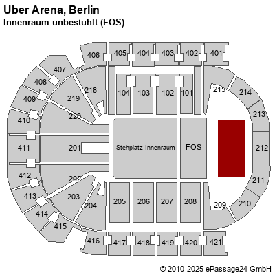 Saalplan Mercedes-Benz Arena (ex. o2 World Berlin), Berlin, Deutschland, Innenraum unbestuhlt (FOS)