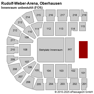 Saalplan König-Pilsener-ARENA, Oberhausen, Deutschland, Innenraum unbestuhlt (FOS)