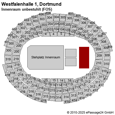 Saalplan Westfalenhalle 1, Dortmund, Deutschland, Innenraum unbestuhlt (FOS)